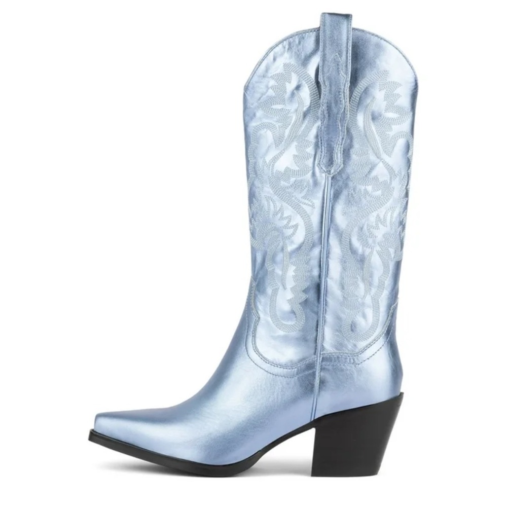 Jeffrey Campbell Dagget Cowboy Boots - Metallic Blue